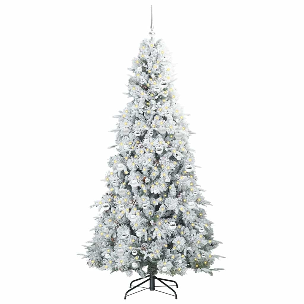vidaXL Artificial Hinged Christmas Tree White 210 cm PE and PVC