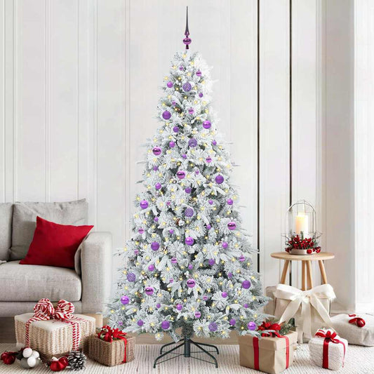 vidaXL Artificial Hinged Christmas Tree White 210 cm PE and PVC