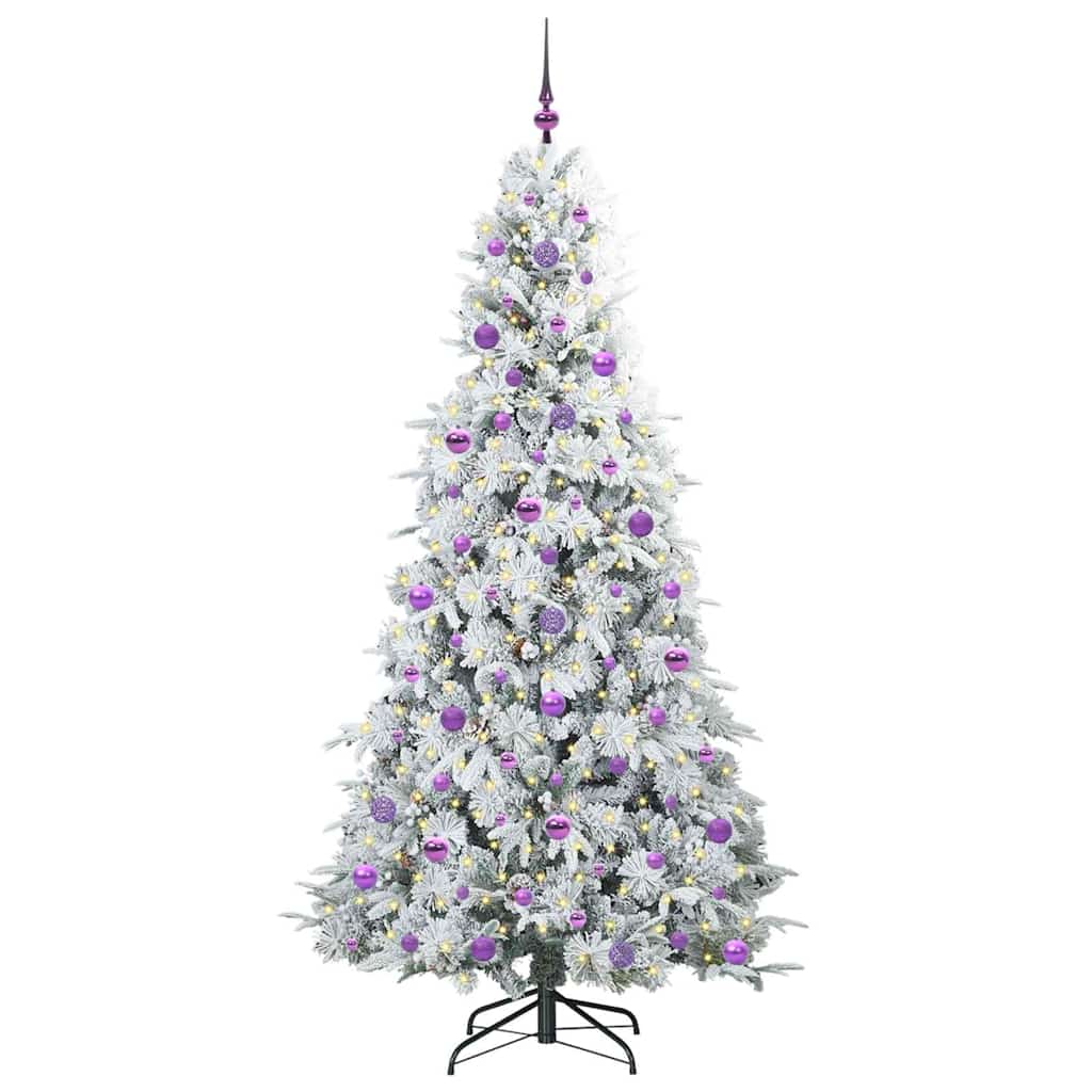 vidaXL Artificial Hinged Christmas Tree White 210 cm PE and PVC
