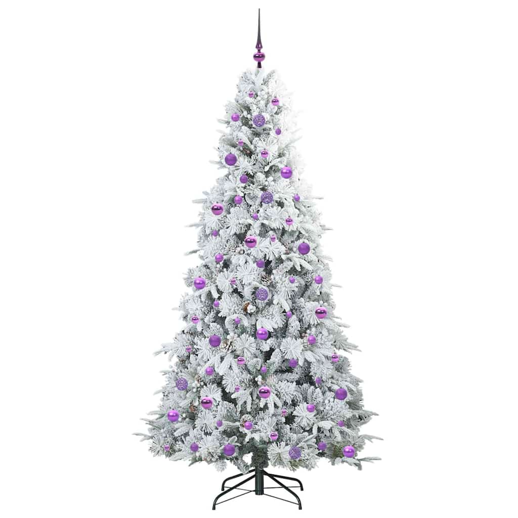 vidaXL Artificial Hinged Christmas Tree White 210 cm PE and PVC