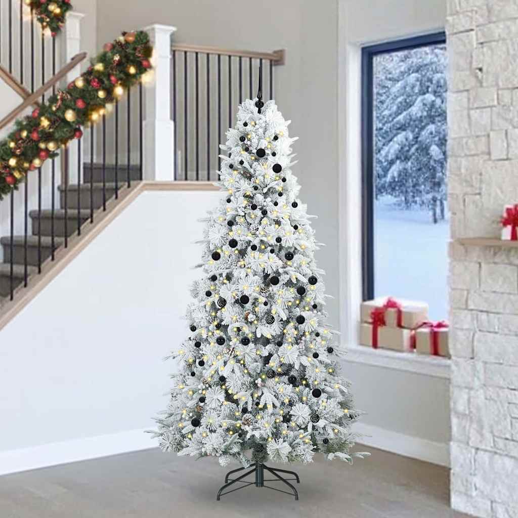 vidaXL Artificial Hinged Christmas Tree White 240 cm PE and PVC