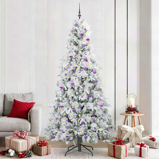 vidaXL Artificial Hinged Christmas Tree White 240 cm PE and PVC