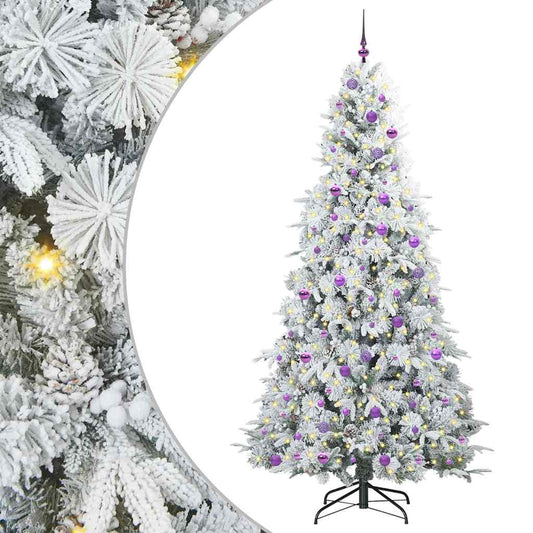 vidaXL Artificial Hinged Christmas Tree White 240 cm PE and PVC
