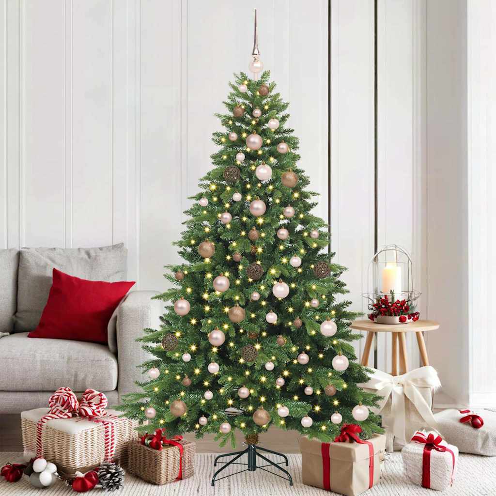 vidaXL Artificial Christmas Tree with 300 LEDs Green 180 cm PE and PVC