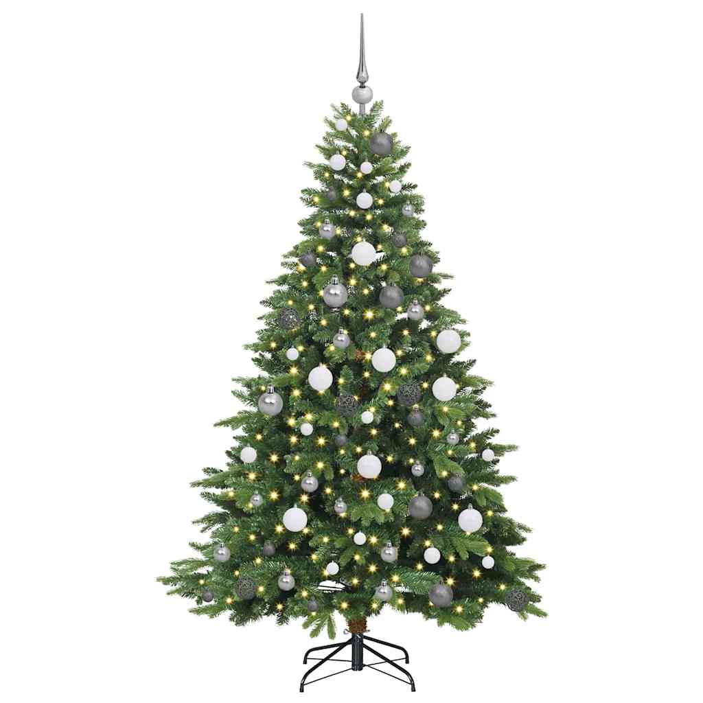 vidaXL Artificial Christmas Tree with 300 LEDs Green 180 cm PE and PVC