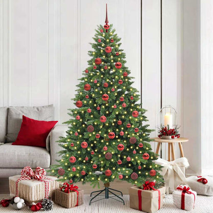 vidaXL Artificial Christmas Tree with 300 LEDs Green 180 cm PE and PVC