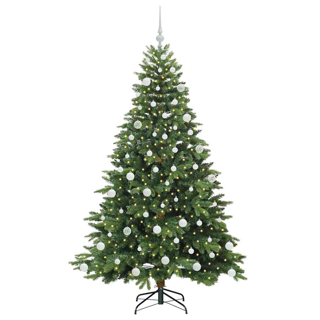 vidaXL Artificial Christmas Tree with 300 LEDs Green 180 cm PE and PVC