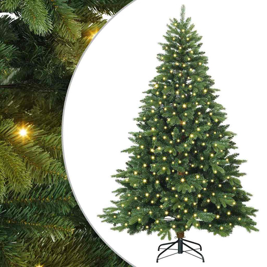 vidaXL Artificial Christmas Tree with 300 LEDs Green 210 cm PE and PVC