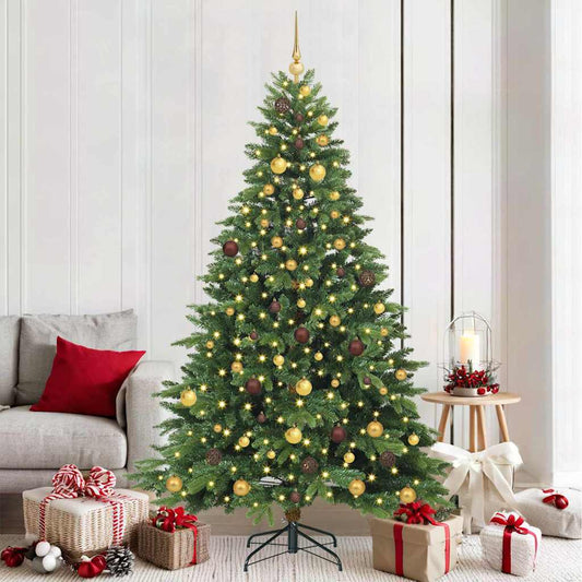 vidaXL Artificial Christmas Tree with 300 LEDs Green 210 cm PE and PVC