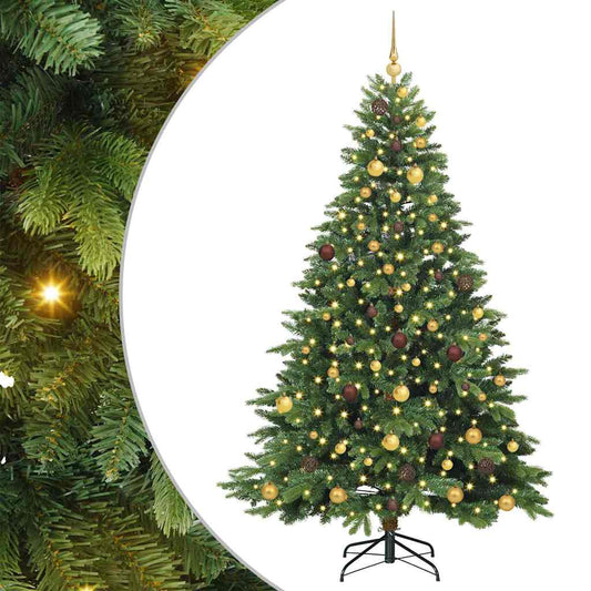 vidaXL Artificial Christmas Tree with 300 LEDs Green 210 cm PE and PVC