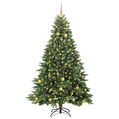vidaXL Artificial Christmas Tree with 300 LEDs Green 210 cm PE and PVC