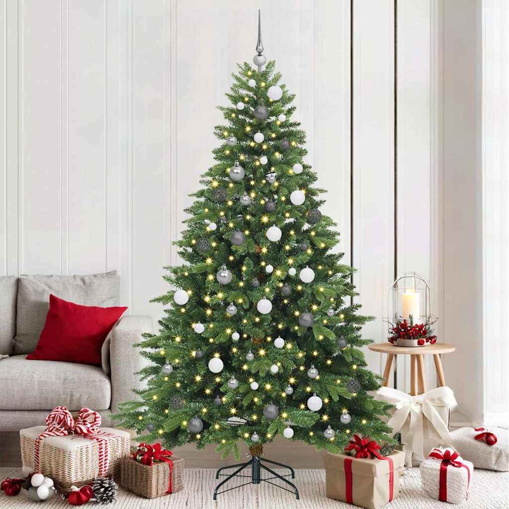 vidaXL Artificial Christmas Tree with 300 LEDs Green 210 cm PE and PVC