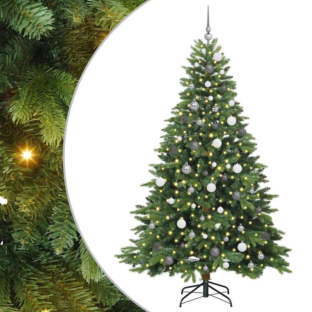 vidaXL Artificial Christmas Tree with 300 LEDs Green 210 cm PE and PVC
