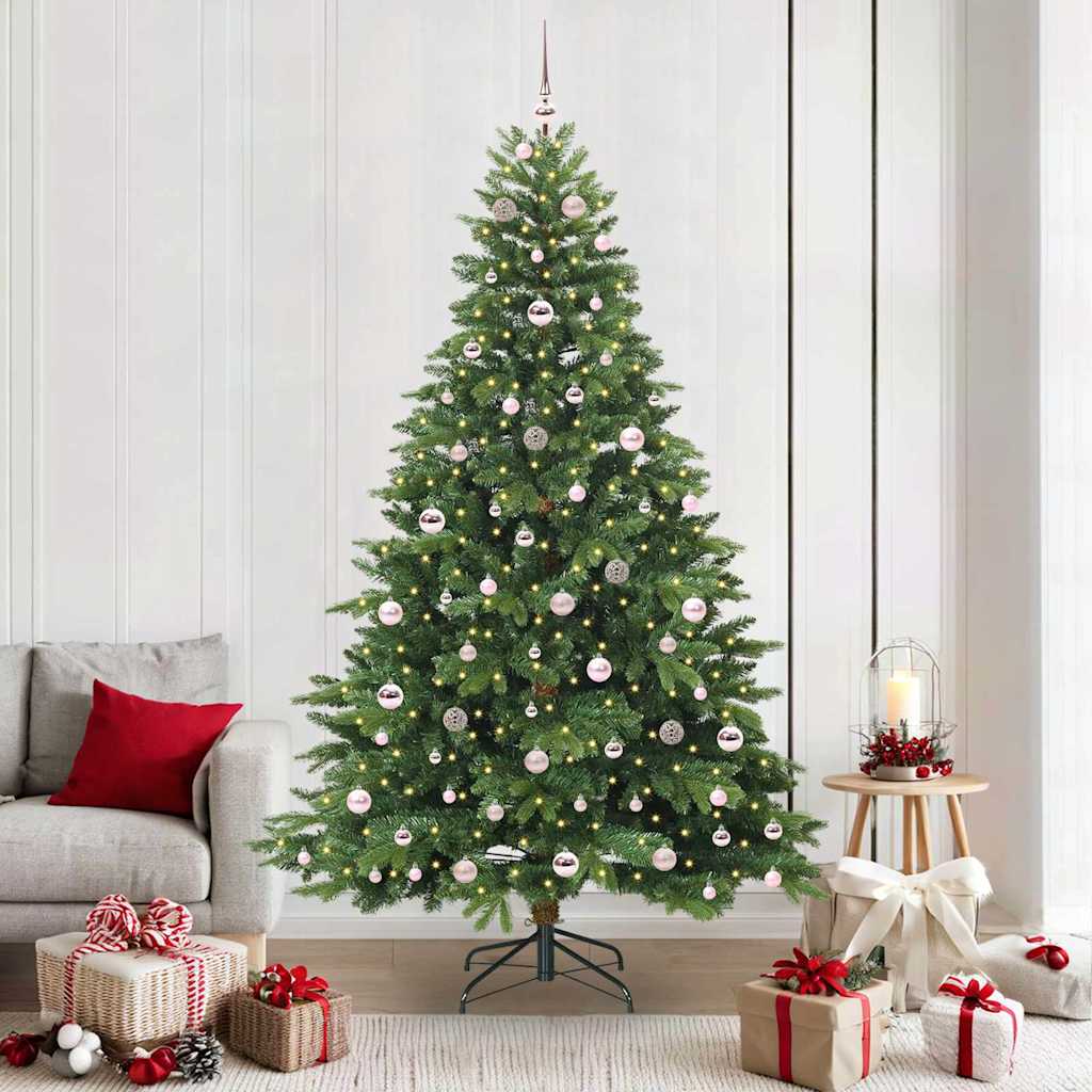 vidaXL Artificial Christmas Tree with 300 LEDs Green 210 cm PE and PVC
