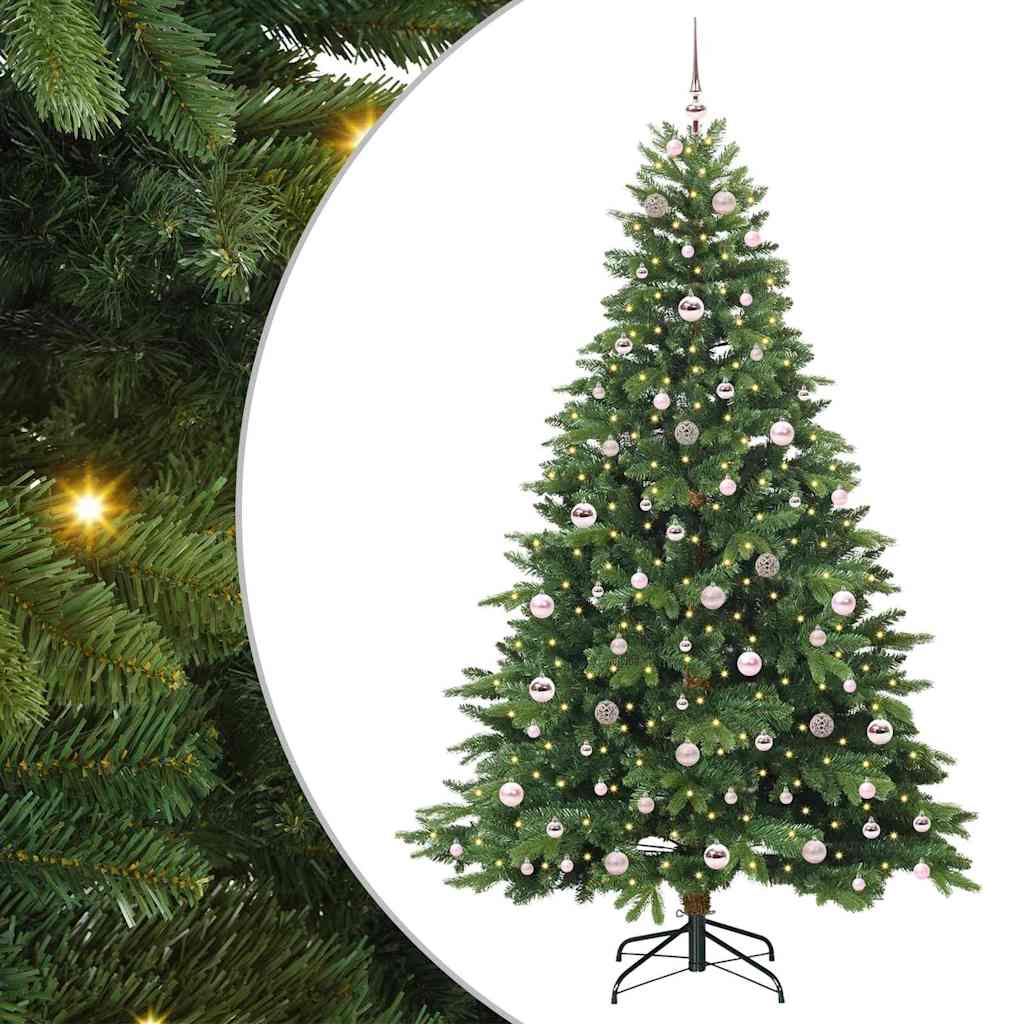 vidaXL Artificial Christmas Tree with 300 LEDs Green 210 cm PE and PVC