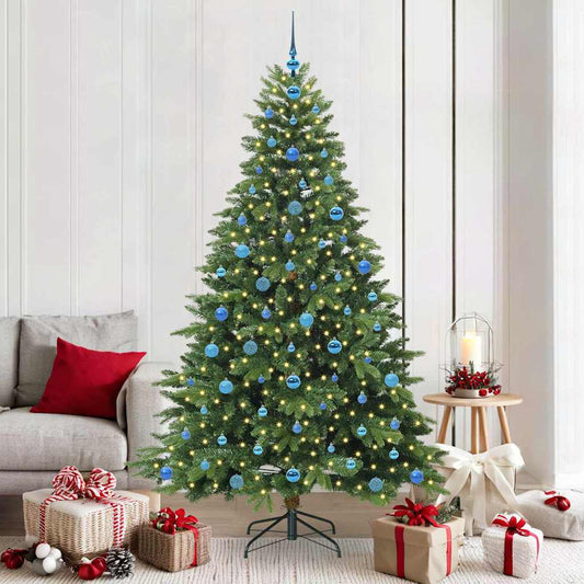 vidaXL Artificial Christmas Tree with 300 LEDs Green 210 cm PE and PVC
