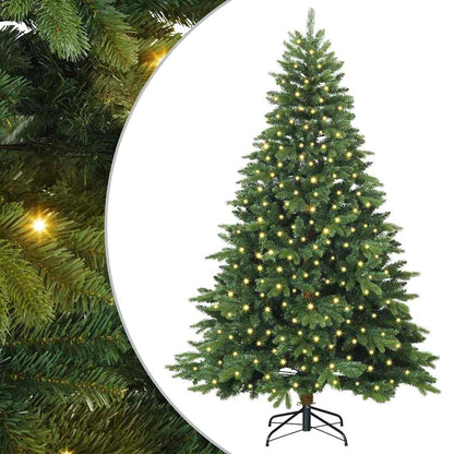 vidaXL Artificial Christmas Tree with 300 LEDs Green 240 cm PE and PVC