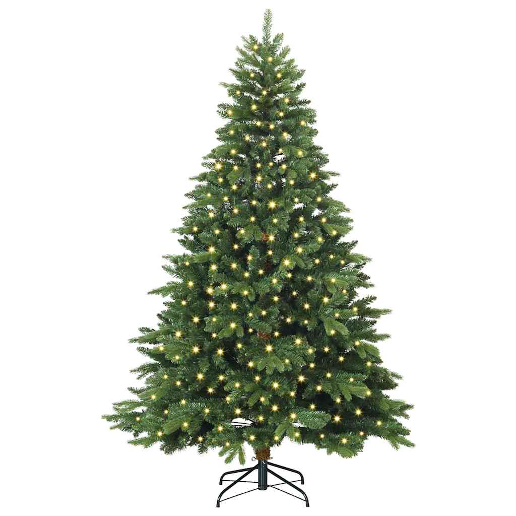 vidaXL Artificial Christmas Tree with 300 LEDs Green 240 cm PE and PVC