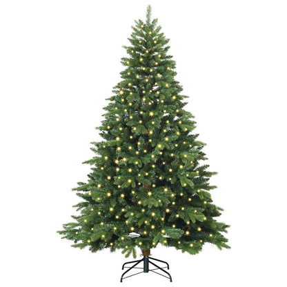 vidaXL Artificial Christmas Tree with 300 LEDs Green 240 cm PE and PVC
