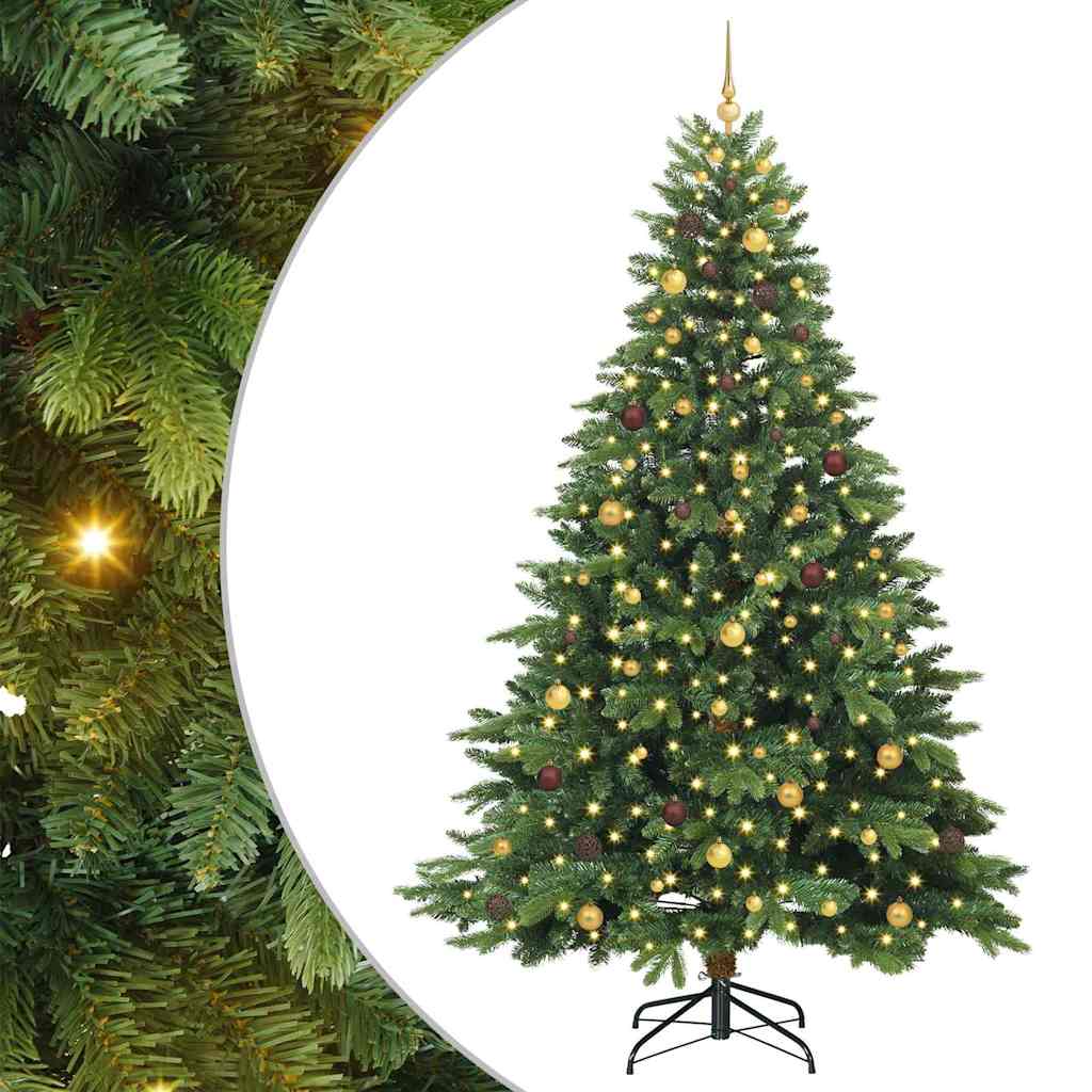 vidaXL Artificial Christmas Tree with 300 LEDs Green 240 cm PE and PVC