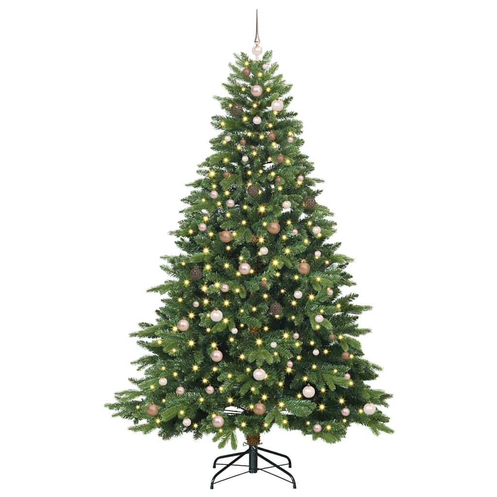 vidaXL Artificial Christmas Tree with 300 LEDs Green 240 cm PE and PVC