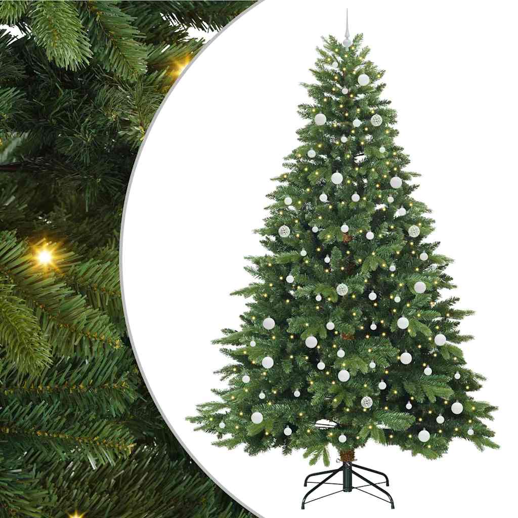 vidaXL Artificial Christmas Tree with 300 LEDs Green 240 cm PE and PVC