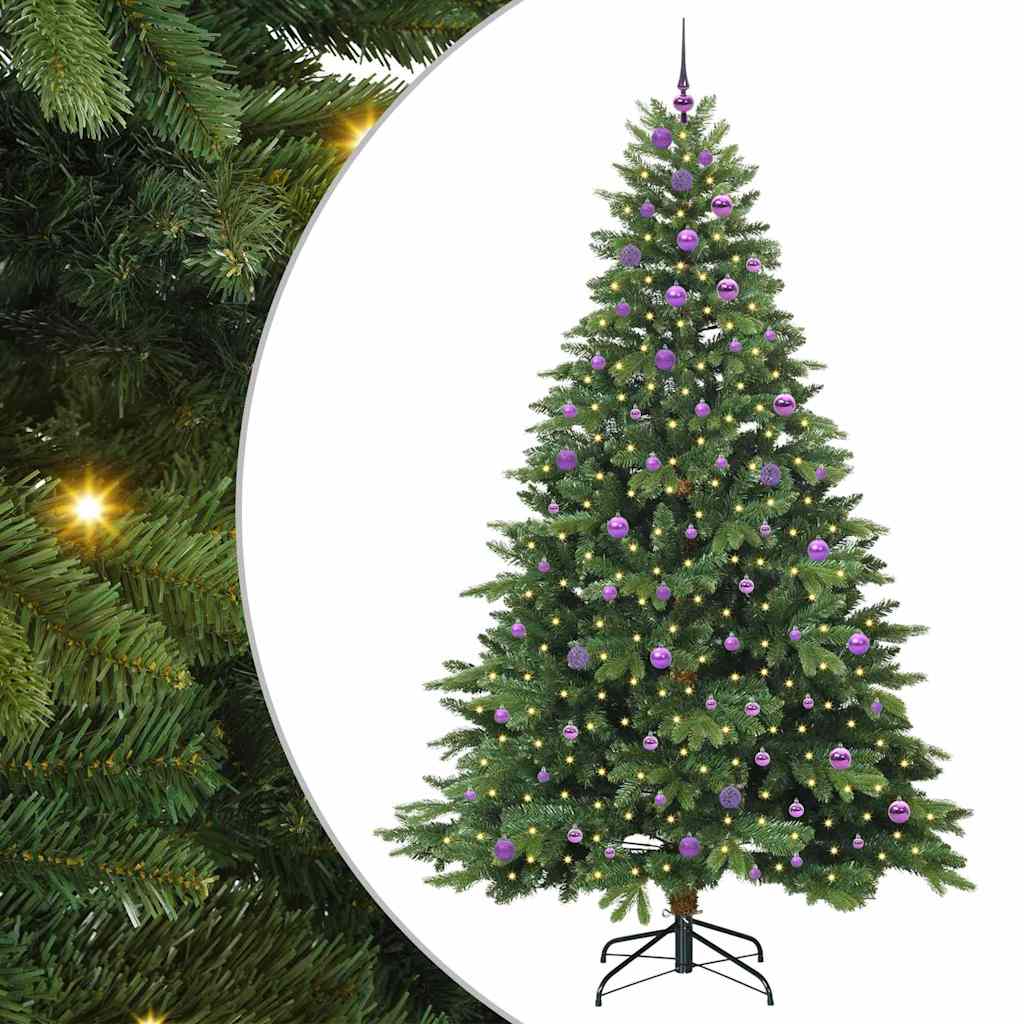 vidaXL Artificial Christmas Tree with 300 LEDs Green 240 cm PE and PVC