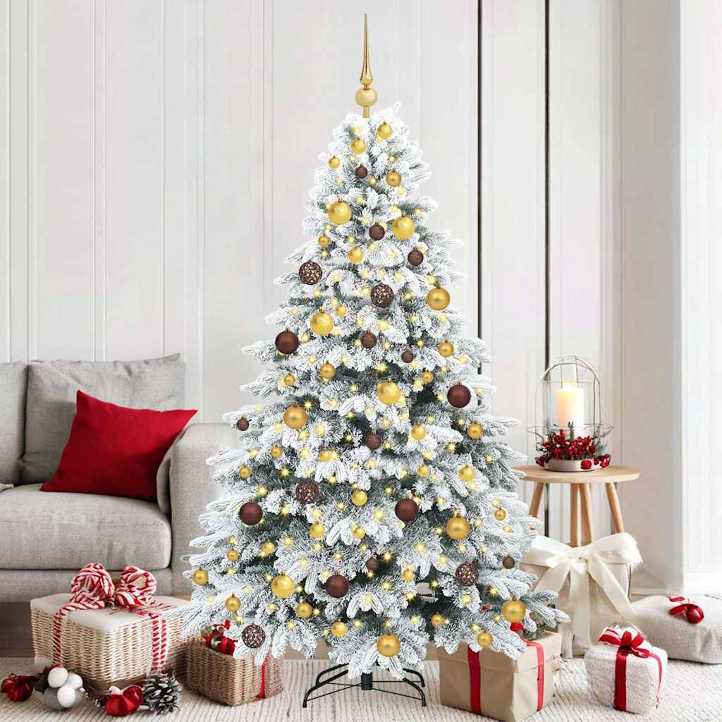 vidaXL Artificial Christmas Tree with 300 LEDs White 180 cm PE and PVC