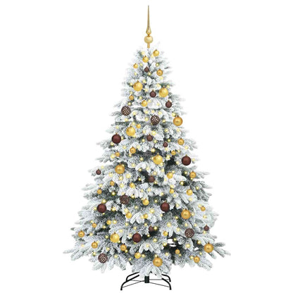 vidaXL Artificial Christmas Tree with 300 LEDs White 180 cm PE and PVC