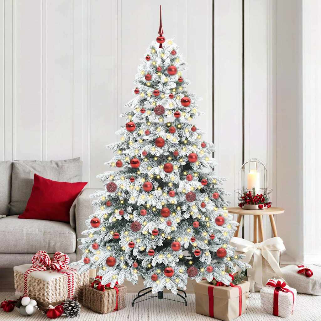 vidaXL Artificial Christmas Tree with 300 LEDs White 180 cm PE and PVC