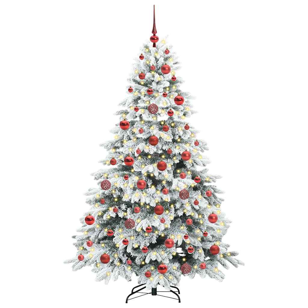 vidaXL Artificial Christmas Tree with 300 LEDs White 180 cm PE and PVC