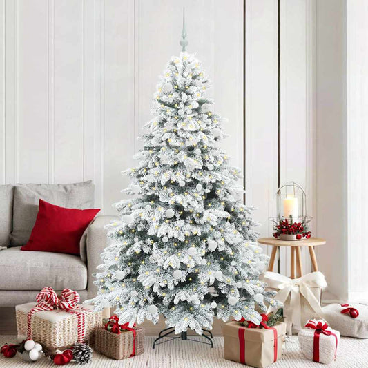 vidaXL Artificial Christmas Tree with 300 LEDs White 180 cm PE and PVC