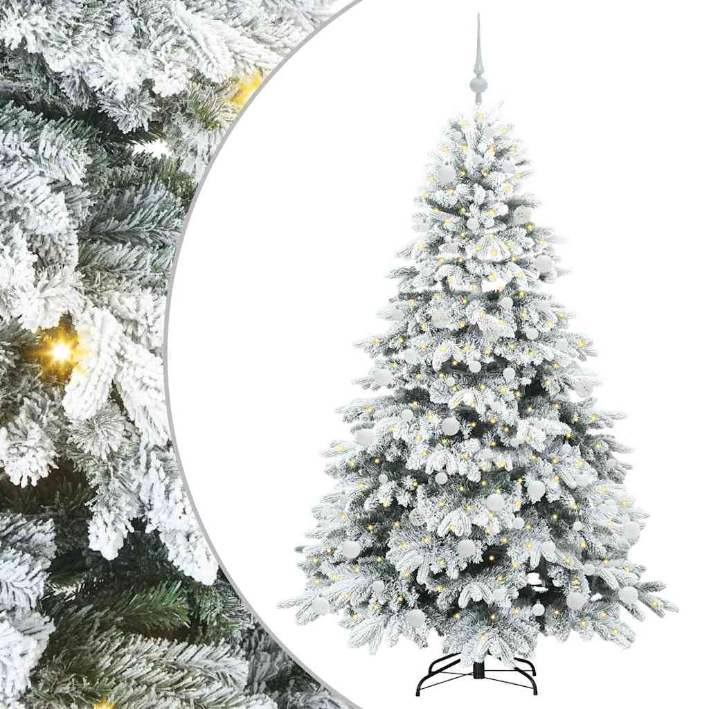 vidaXL Artificial Christmas Tree with 300 LEDs White 180 cm PE and PVC