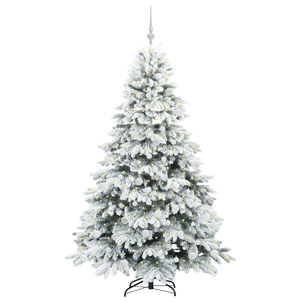 vidaXL Artificial Christmas Tree with 300 LEDs White 180 cm PE and PVC