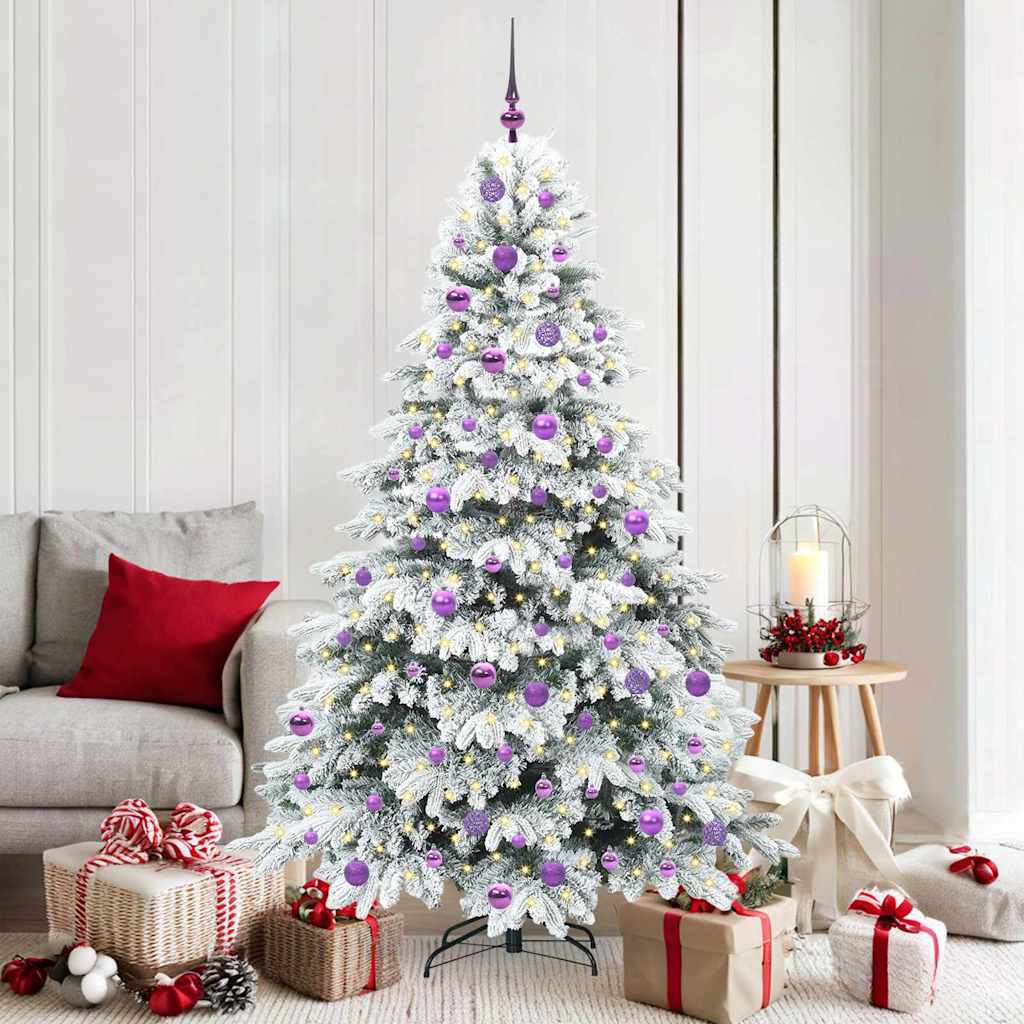 vidaXL Artificial Christmas Tree with 300 LEDs White 180 cm PE and PVC