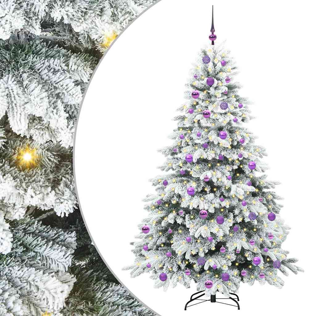 vidaXL Artificial Christmas Tree with 300 LEDs White 180 cm PE and PVC
