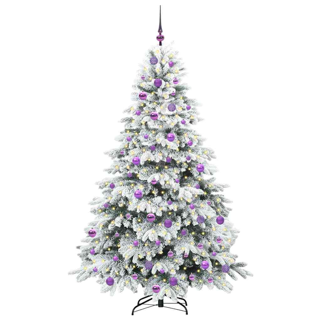 vidaXL Artificial Christmas Tree with 300 LEDs White 180 cm PE and PVC