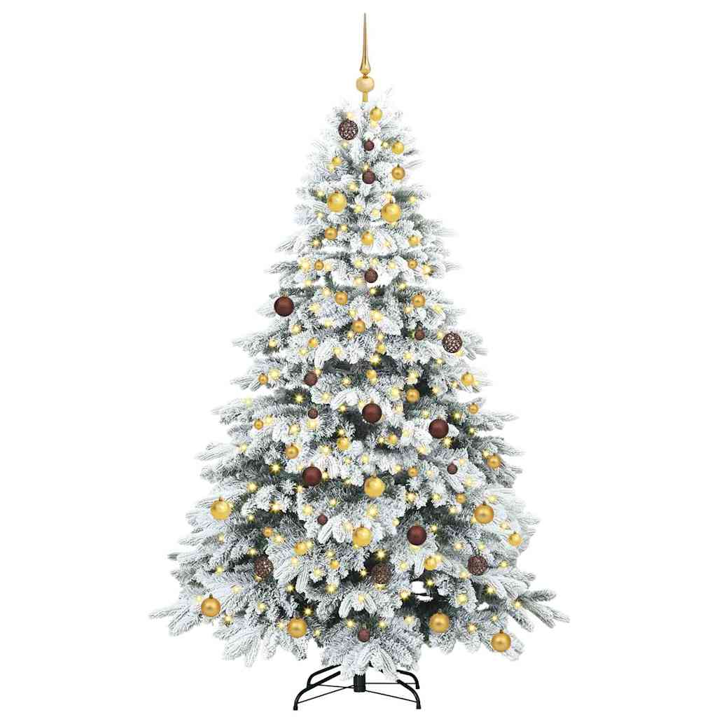 vidaXL Artificial Christmas Tree with 300 LEDs White 210 cm PE and PVC
