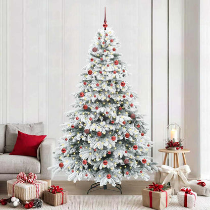 vidaXL Artificial Hinged Christmas Tree 210 cm 300 LEDs Warm White