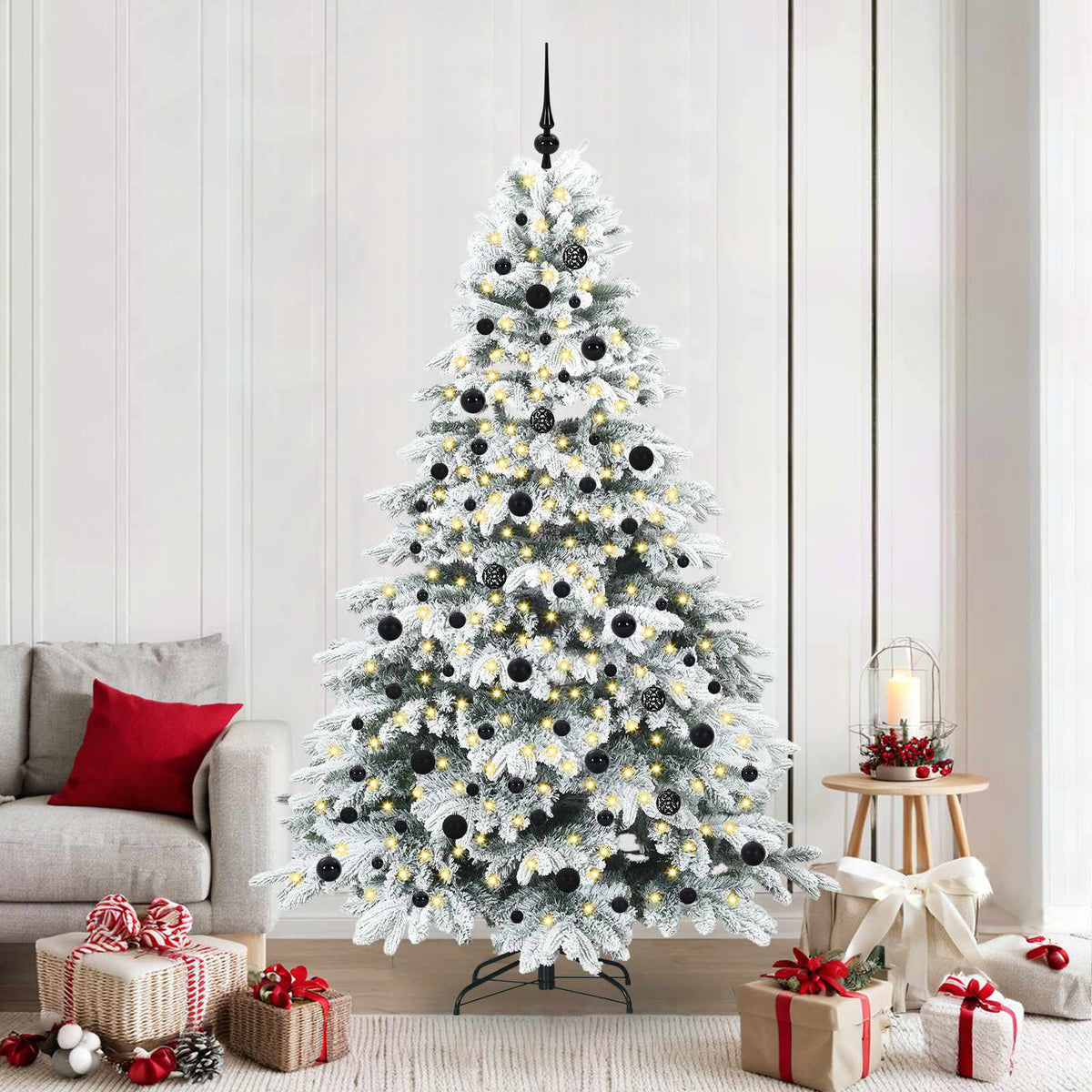 vidaXL Artificial Christmas Tree with 300 LEDs White 210 cm PE and PVC
