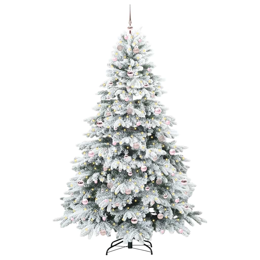 vidaXL Artificial Christmas Tree with 300 LEDs White 210 cm PE and PVC