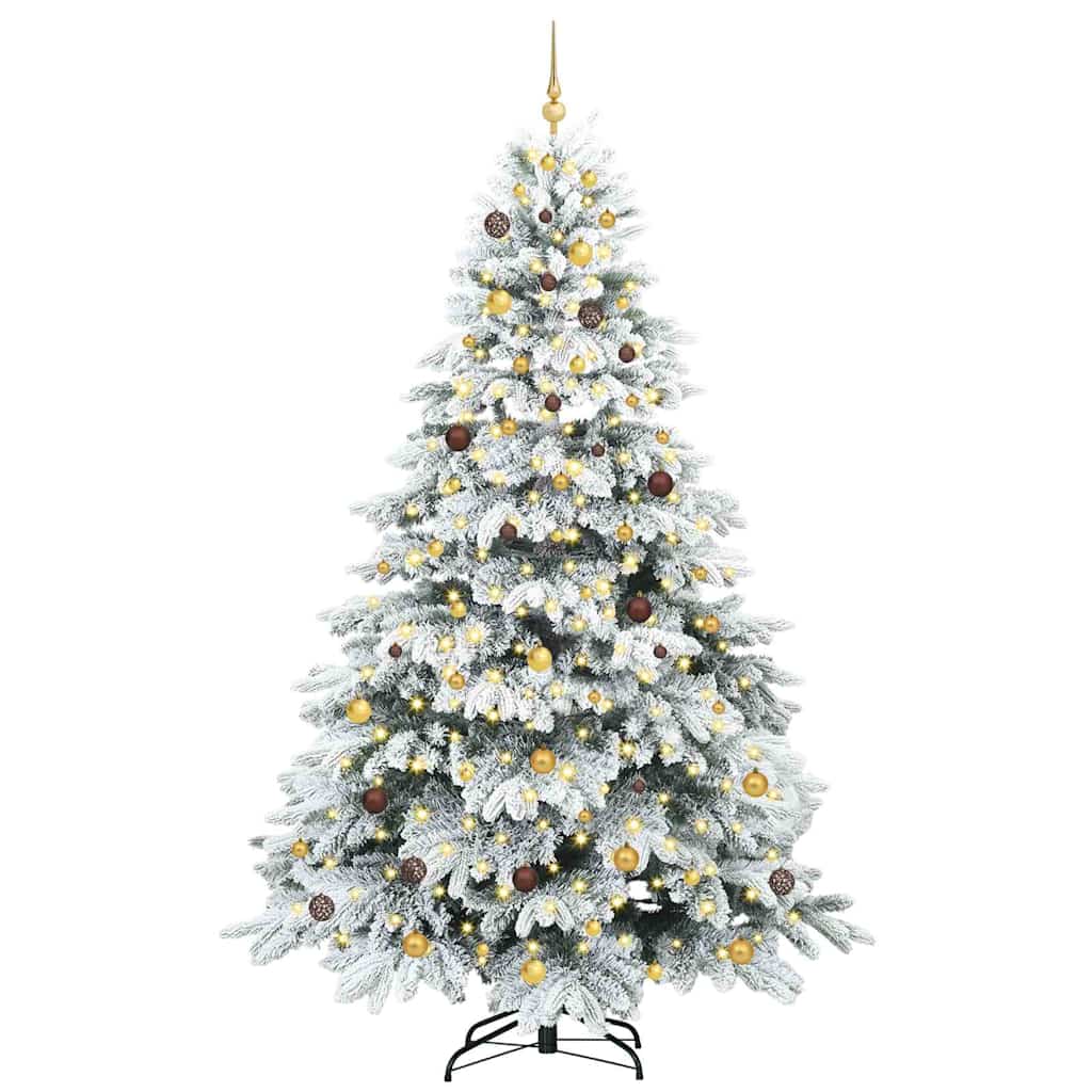 vidaXL Artificial Christmas Tree with 300 LEDs White 240 cm PE and PVC