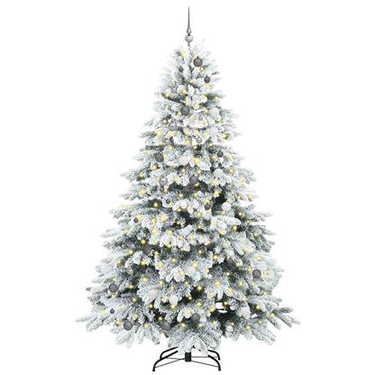 vidaXL Artificial Christmas Tree with 300 LEDs White 240 cm PE and PVC