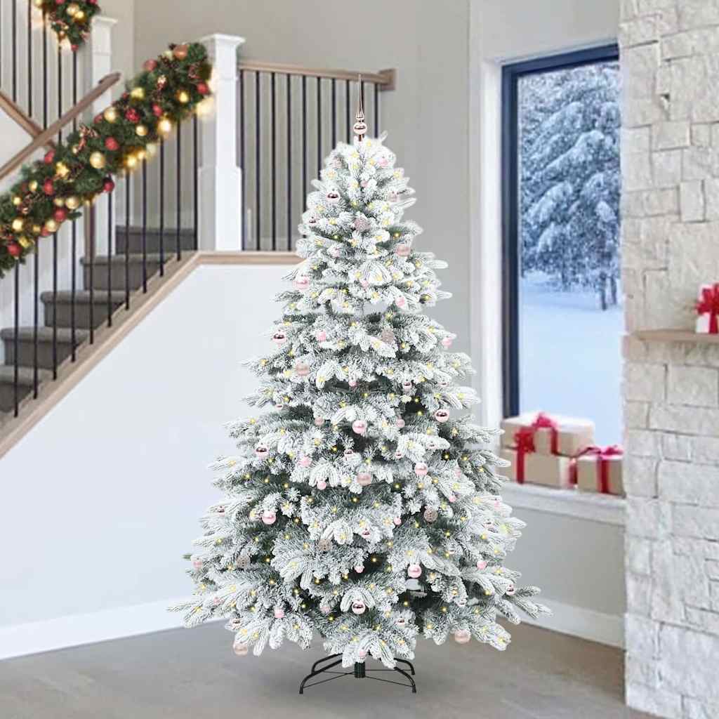 vidaXL Artificial Christmas Tree with 300 LEDs White 240 cm PE and PVC