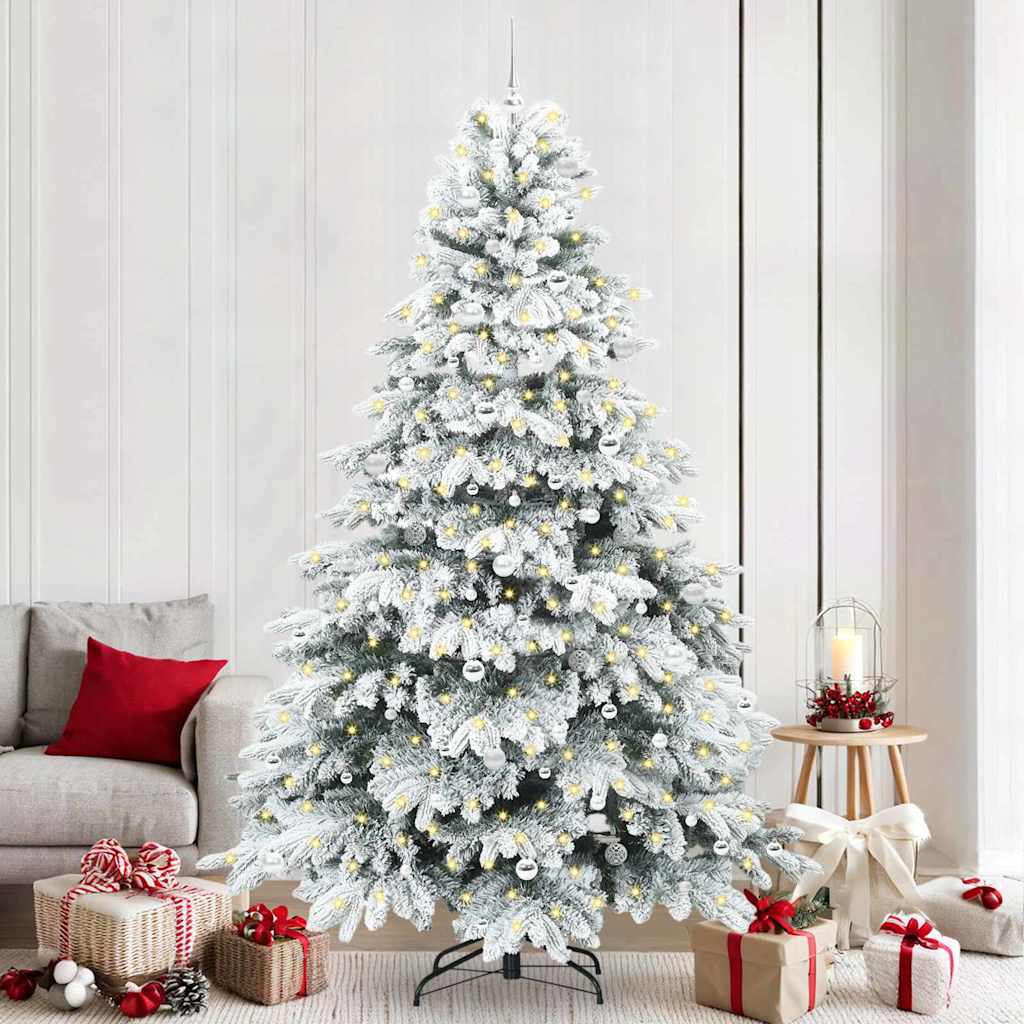 vidaXL Artificial Hinged Christmas Tree 240 cm 300 LEDs Warm White