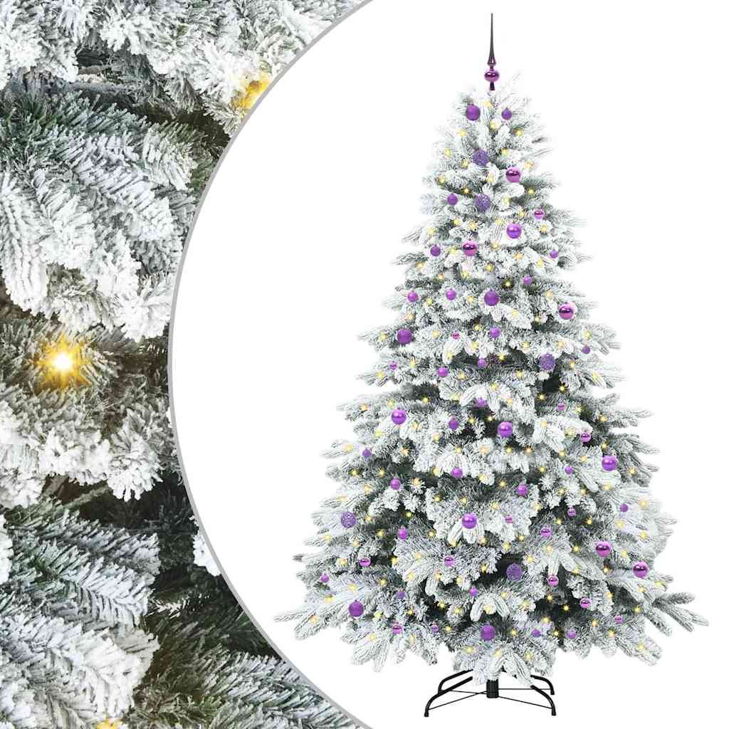 vidaXL Artificial Christmas Tree with 300 LEDs White 240 cm PE and PVC