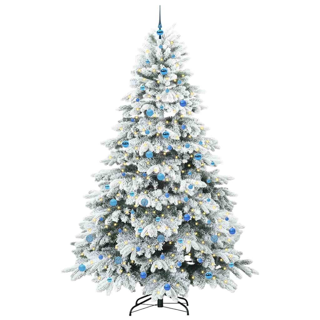 vidaXL Artificial Christmas Tree with 300 LEDs White 240 cm PE and PVC
