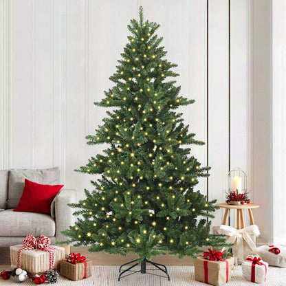vidaXL Artificial Hinged Christmas Tree Green 210 cm PVC and Steel