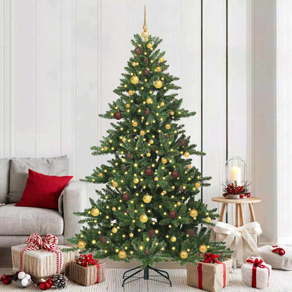 vidaXL Artificial Hinged Christmas Tree Green 210 cm PVC and Steel