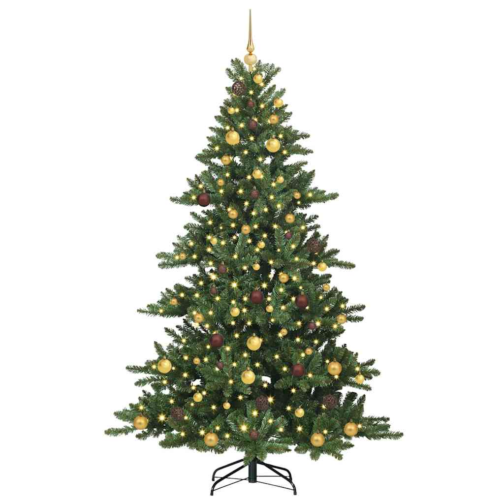 vidaXL Artificial Hinged Christmas Tree Green 210 cm PVC and Steel